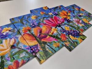 5-dielny obraz farebné kvety na lúke - 100x50