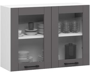 Ak furniture Závesná kuchynská skrinka OLIVIE W 80x58 cm biela mat/grafitovo šedá