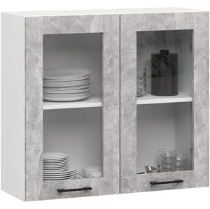 Ak furniture Závesná kuchynská skrinka OLIVIE W 80x72 cm matná biela\/betón