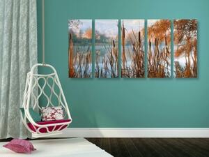 5-dielny obraz rieka uprostred jesennej prírody - 100x50