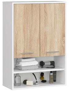 Ak furniture Závesná kúpeľňová skrinka Fin W64 2D 64 cm biela/dub sonoma