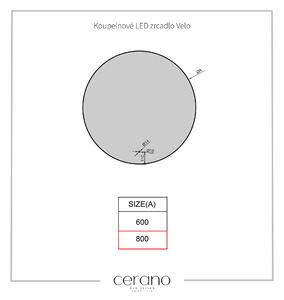 CERANO - Kúpeľňové LED zrkadlo Velo, kovový rám - čierna matná - Ø 80 cm