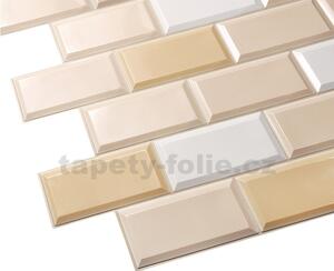 Obkladové panely 3D PVC TP10017313, cena za kus, rozmer 955 x 480 mm, obklad hnedo-biely, GRACE