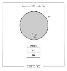 CERANO - Kúpeľňové LED zrkadlo Vito, kovový rám - čierna matná - Ø 60 cm