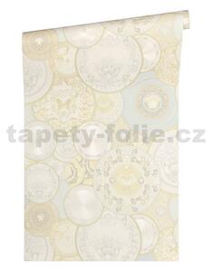 Vliesové tapety na stenu Versace III 34901-2, rozmer 10,05 m x 0,53 m, koláž bielo-béžová, A.S. Création