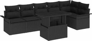 Maison Exclusive - Záhradný set pohoviek s vankúmi 7 ks ierny Poly Rattan