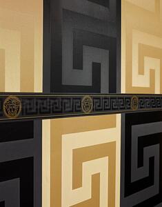Vliesové tapety na stenu Versace III 93523-4, rozmer 10,05 m x 0,53 m, grécky kľúč čierny, A.S. Création