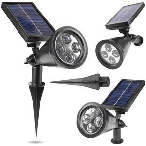 MasterLED Solar: Solárne záhradné svietidlo LED, zapichovacia lampa, krytie IP44, s senzorom súmraku, studená biela (6500K), vonkajšie osvetlenie, čierna