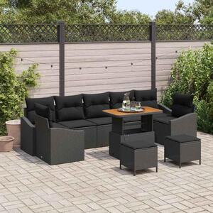 Maison Exclusive - Záhradný nábytok s vankúmi 10 ks ierny Poly-rattan