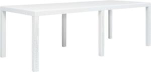 Maison Exclusive - Záhradný stôl biely 220x90x72 cm plastový ratanový vzhad