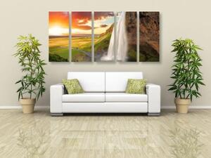 5-dielny obraz majestátny vodopád na Islande - 100x50