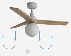 FARO 34281-11L - Stropný ventilátor KLIM S 1xE27/15W/230V borovica/biela + DO