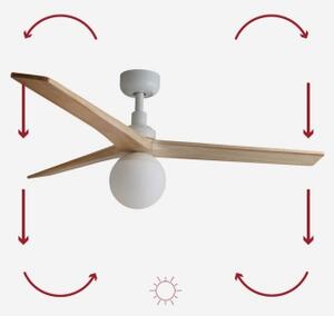 FARO 34280-11L - Stropný ventilátor KLIM M 1xE27/15W/230V borovica/biela + DO