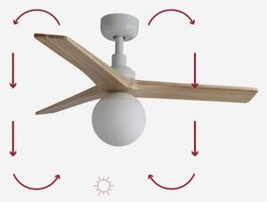 FARO 34281-11L - Stropný ventilátor KLIM S 1xE27/15W/230V borovica/biela + DO