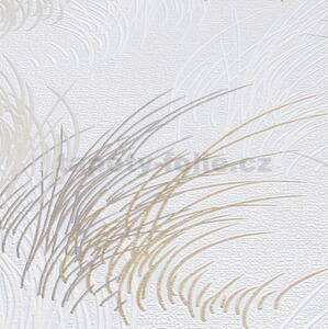 Vliesové tapety na stenu Natalia 10020-10, rozmer 10,05 m x 0,53 m, tráva sivá na bielom podklade, Erismann