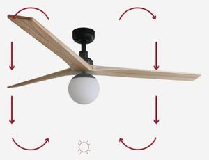 FARO 34282-11L - Stropný ventilátor KLIM L 1xE27/15W/230V borovica/čierna + DO