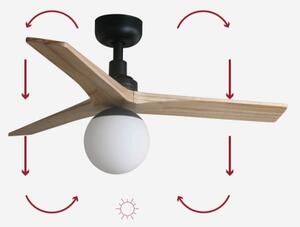 FARO 34284-11L - Stropný ventilátor KLIM S 1xE27/15W/230V borovica/čierna + DO