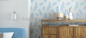 Vliesové tapety na stenu Felicita 6767-10, rozmer 10,05 m x 0,53 m, perie modré na bielom podklade, NOVAMUR 82109