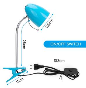 Aigostar - Stolná lampa s klipom 1xE27/11W/230V modrá/chróm