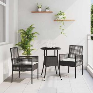 Maison Exclusive - Záhradný jedálenský set 3 pcs Čierna polyratan