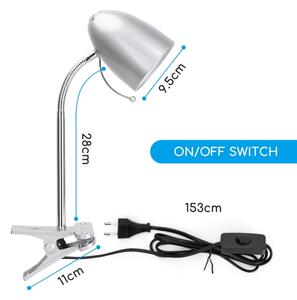 Aigostar - Stolná lampa s klipom 1xE27/11W/230V strieborná/chróm