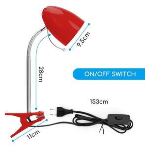 Aigostar - Stolná lampa s klipom 1xE27/11W/230V červená/chróm