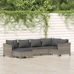 Maison Exclusive - 6-dielna záhradná sedacia súprava s podlokami polyratan sivá