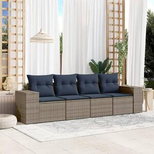 Maison Exclusive – 4-dielna záhradná súprava s vankúšmi, sivá, polyrotang