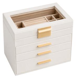 Šperkovnica ELEGANT CASE 25,1x21,5x15,3 cm z eko kože, béžová