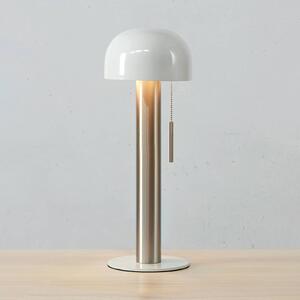 Kovová stolová lampa Costa, biela/niklová