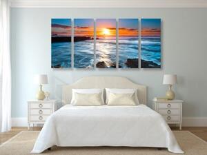 5-dielny obraz romantický západ slnka - 100x50