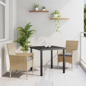 Maison Exclusive - Záhradná jedálenská súprava s vankúmi 3 ks Béová Poly-rattan