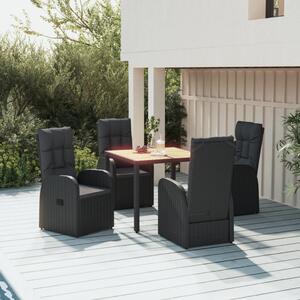 Maison Exclusive – 5-dielna záhradná jedálenská súprava s vankúmi, ierna, polyratan