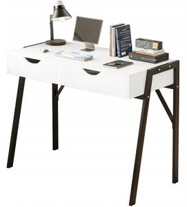 Moderný písací stôl so zásuvkami Loft White Black Premium Legs 80 cm