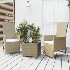 Maison Exclusive – 3-dielna záhradná súprava v béžovej farbe z polyrotangu a ocele