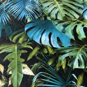 Vliesové tapety na stenu Greenery 37280-3, rozmer 10,05 m x 0,53 m, palmové listy a listy Monstera modro-zelené, A.S. Création