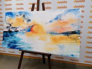 Obraz akvarelové more a zapadajúce slnko - 100x50