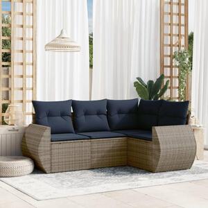 Maison Exclusive – 4-dielna záhradná súprava s vankúšmi, sivá, polyrotang