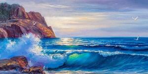 Obraz morské vlny na pobreží - 100x50