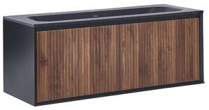 Závesná kúpeľňová skrinka na stenu tmavohnedá MDF 120 x 46 cm s 1 zásuvkou a umývadlom