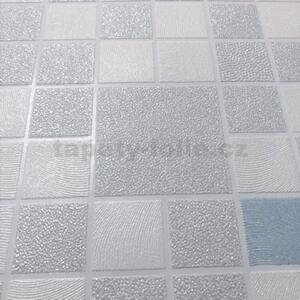 Vinylové tapety na stenu Bravo 81033BR10, rozmer 10,05 m x 0,53 m, 3D mozaika modro-strieborná, IMPOL TRADE