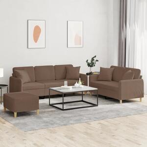 Maison Exclusive – 3-dielna sedacia súprava s vankúmi, hnedá látka