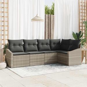 Maison Exclusive – Sedacia súprava, 5 kusov, tmavosivá [syntetický materiál]: Polyratan