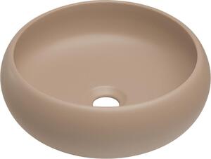 Okrúhle keramické umývadlo na dosku v matnej farbe cappuccino, priemer 36 cm