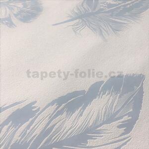 Vliesové tapety na stenu Felicita 6767-10, rozmer 10,05 m x 0,53 m, perie modré na bielom podklade, NOVAMUR 82109