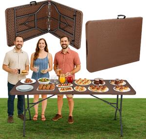 Outtec® Party stôl, banketový stôl, bufetový stôl - 180 x 70 cm - skladací stôl, balkónový stôl, stôl - na kempovanie, balkón, záhradu, banket, párty, bufet
