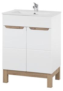 Comad Skrinka pod umývadlo Bali so zápustným umývadlom 60 cm biela/dub wotan