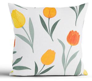 Bavlnená obliečka na vankúš Renforcé 40 × 40 cm - Kvety tulipánov oranžové