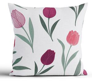 Bavlnená obliečka na vankúš Renforcé 40 × 40 cm - Kvety tulipánov fialovej