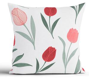 Bavlnená obliečka na vankúš Renforcé 40 × 40 cm - Kvety tulipánov červené